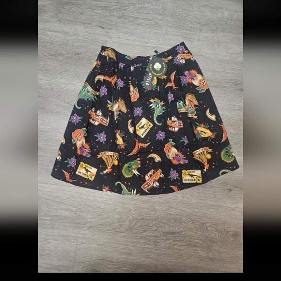 Hell Bunny Black Skirt with Colorful Patterns - Picture 1 of 3